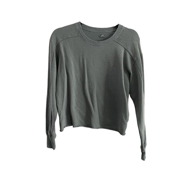 Aerie Women XS Green Terry Casual Comfort Relaxed Pullover Cropped Sweatshirt - Picture 1 of 9